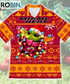 Miami Heat Baby Yoda Star Wars Ugly Christmas Design Short Sleeve Shirt