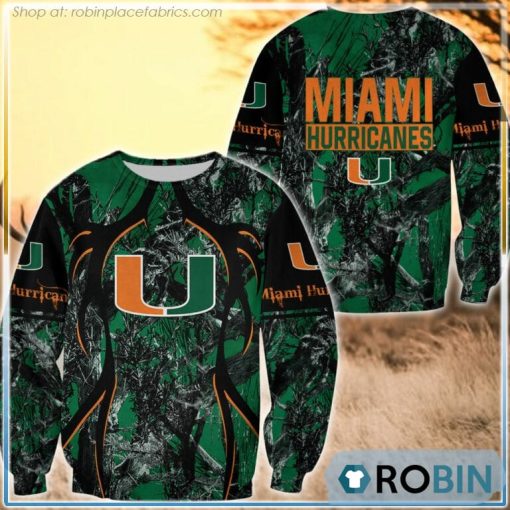Miami Hurricanes Hunting Pattern All Over Print Sweatshirt