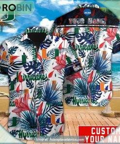 Miami Hurricanes Tropical Design Hawaiian Shirt Miami Hurricanes Tropical Design Hawaiian Shirt