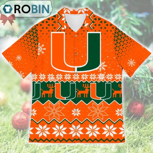 Miami Hurricanes Ugly Christmas Design Short Sleeve Shirt