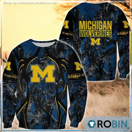 Michigan Wolverines Hunting Pattern All Over Print Sweatshirt