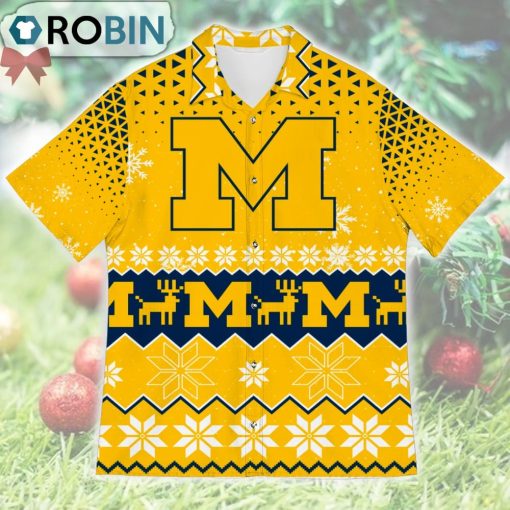 Michigan Wolverines Ugly Christmas Design Short Sleeve Shirt
