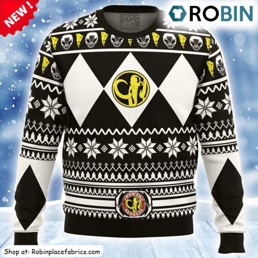 Mighty Morphin Black Ranger Power Rangers Ugly Christmas Sweatshirt, Sweater