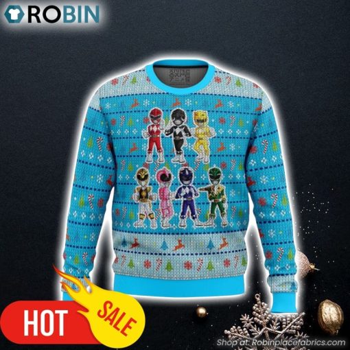 Mighty Morphin Chibis Power Rangers Ugly Christmas Sweater 3D For Men and Women