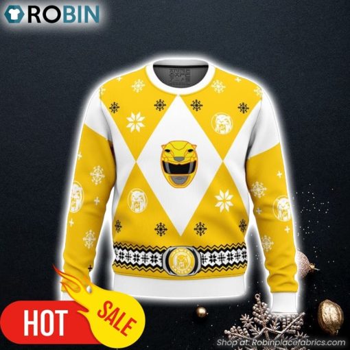 Mighty Morphin Power Rangers Yellow Ugly Christmas Sweater 3D For Men and Women