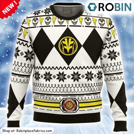 Mighty Morphin White Ranger Power Rangers Ugly Christmas Sweatshirt, Sweater