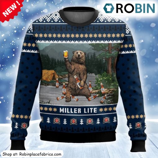 Miller Lite Bear Ugly Christmas Sweatshirt, Sweater