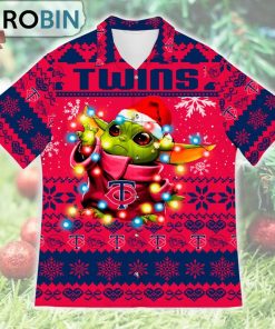 Minnesota Twins Baby Yoda Star Wars Ugly Christmas Design Short Sleeve Shirt Minnesota Twins Baby Yoda Star Wars Ugly Christmas Design Short Sleeve Shirt