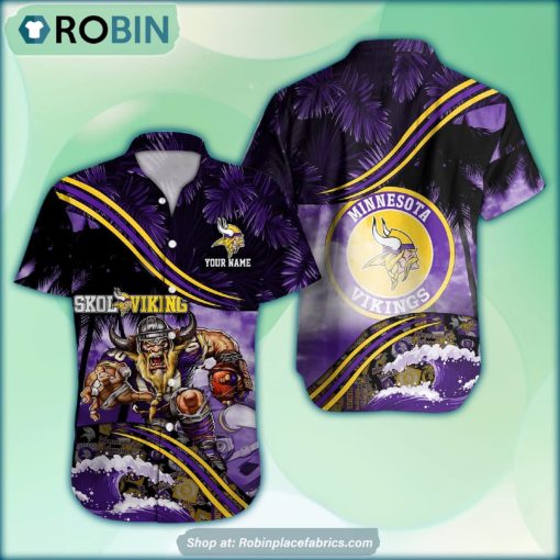 Minnesota Vikings Mascot 3D Printed Summer Hawaiian Shirt Custom