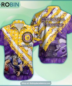 Minnesota Vikings Mascot American Flag NFL Hawaiian Shirt Minnesota Vikings Mascot American Flag NFL Hawaiian Shirt