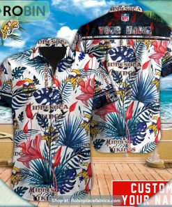 Minnesota Vikings Tropical Leaf Pattern Hawaiian Shirt Minnesota Vikings Tropical Leaf Pattern Hawaiian Shirt