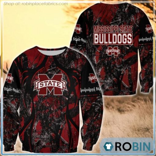 Mississippi State Bulldogs Hunting Pattern All Over Print Sweatshirt