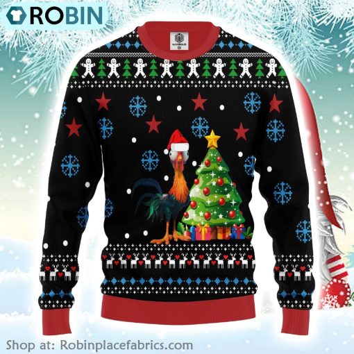 Moana Disney Merry Xmas Gifts Funny Hei Hei Chicken Ugly Christmas Sweater