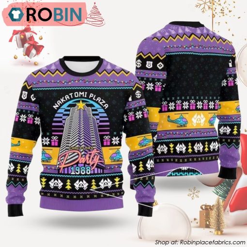 Nakatomi Plaza Purple Ugly Christmas Sweater, Party 1988 Xmas Sweatshirt, Christmas Gift for Men & Women
