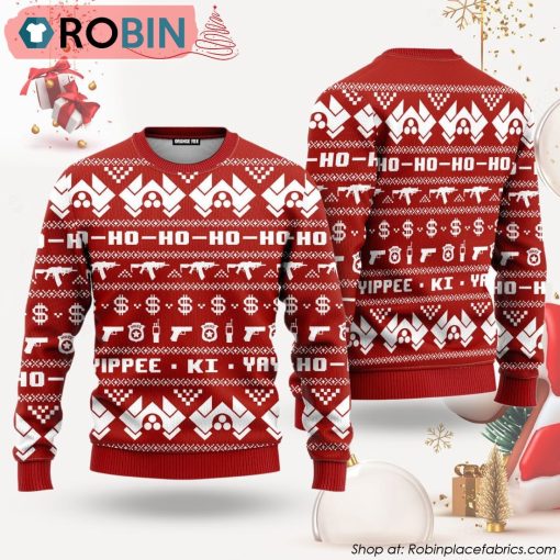 Nakatomi Plaza Red Ho Ho Ho Ugly Christmas Sweater