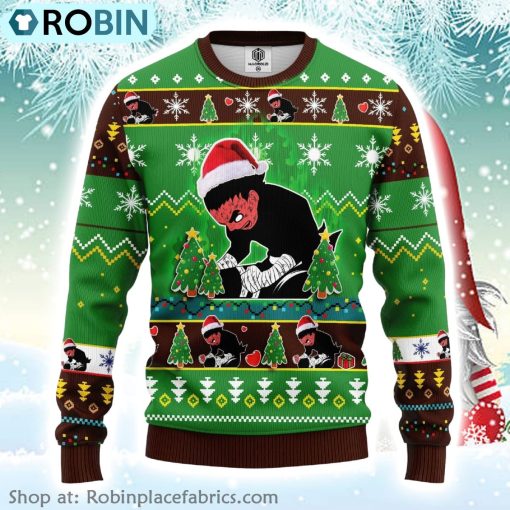 Naruto Anime Gifts Santa Rock Lee Xmas Ugly Christmas Sweater