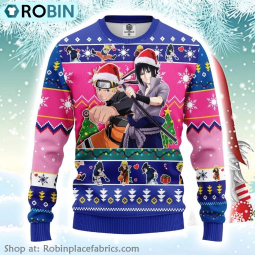 Naruto Anime Santa Naruto And Sasuke Ugly Christmas Sweater