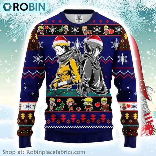 Naruto Anime Santa Naruto And Sasuke v2 Ugly Christmas Sweater