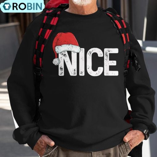 Naughty Or Nice Matching Christmas Couples Costume Ugly Christmas Sweatshirt