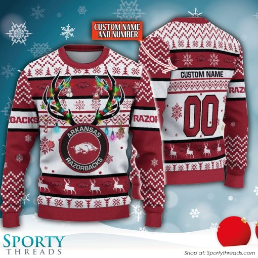 NCAA Arkansas Razorbacks Reindeer Ugly Christmas Sweater