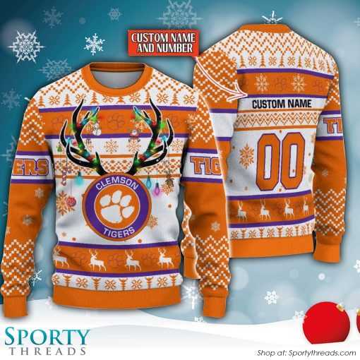 NCAA Clemson Tigers Reindeer Reindeer Ugly Christmas Sweater