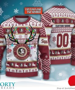 NCAA Florida State Seminoles Reindeer Ugly Christmas Sweater