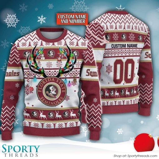 NCAA Florida State Seminoles Reindeer Ugly Christmas Sweater