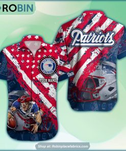 New England Patriots Mascot American Flag NFL Hawaiian Shirt New England Patriots Mascot American Flag NFL Hawaiian Shirt