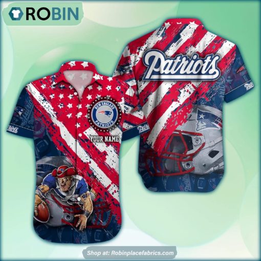 New England Patriots Mascot American Flag NFL Hawaiian Shirt