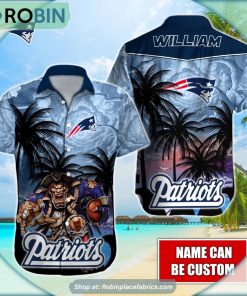 New England Patriots Mascot Palm NFL Hawaiian Shirt New England Patriots Mascot Palm NFL Hawaiian Shirt