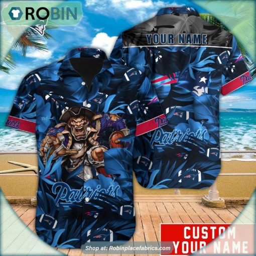 New England Patriots Tropical Leaf Mascot 3D Printed Summer Hawaiian Shirt