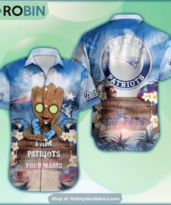 New England Patriots x Baby Groot Summer Hawaiian Shirt New England Patriots x Baby Groot Summer Hawaiian Shirt