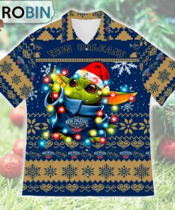 New Orlean Pelicans Baby Yoda Star Wars Ugly Christmas Design Short Sleeve Shirt