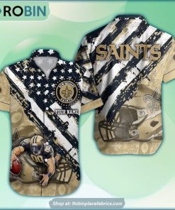 New Orleans Saints Mascot American Flag NFL Hawaiian Shirt New Orleans Saints Mascot American Flag NFL Hawaiian Shirt