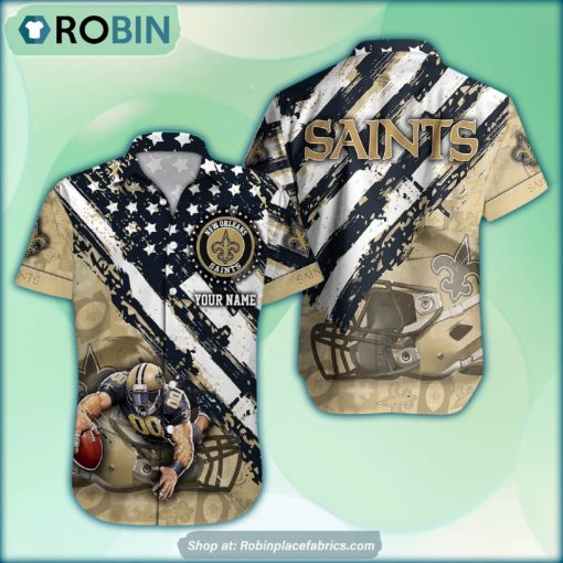 New Orleans Saints Mascot American Flag NFL Hawaiian Shirt