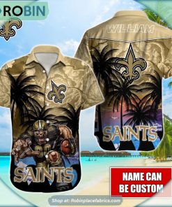 New Orleans Saints Mascot Palm NFL Hawaiian Shirt New Orleans Saints Mascot Palm NFL Hawaiian Shirt
