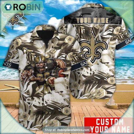 New Orleans Saints Tropical Leaf Mascot 3D Printed Summer Hawaiian Shirt