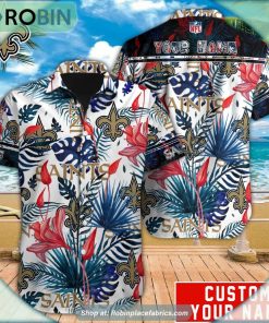 New Orleans Saints Tropical Leaf Pattern Hawaiian Shirt New Orleans Saints Tropical Leaf Pattern Hawaiian Shirt