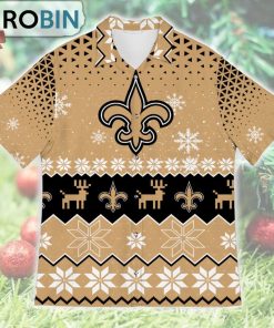 New Orleans Saints Ugly Christmas Design Short Sleeve Shirt
