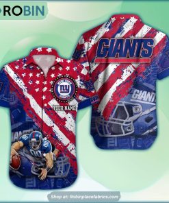 New York Giants Mascot American Flag NFL Hawaiian Shirt New York Giants Mascot American Flag NFL Hawaiian Shirt