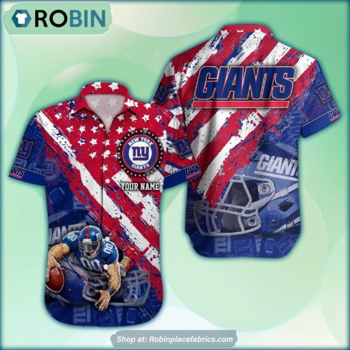 New York Giants Mascot American Flag NFL Hawaiian Shirt