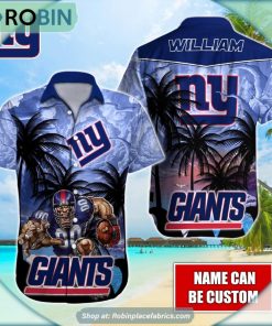 New York Giants Mascot Palm NFL Hawaiian Shirt New York Giants Mascot Palm NFL Hawaiian Shirt
