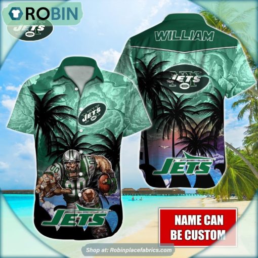 New York Jets Mascot Palm NFL Hawaiian Shirt
