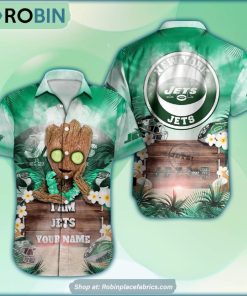 New York Jets x Baby Groot Summer Hawaiian Shirt New York Jets x Baby Groot Summer Hawaiian Shirt