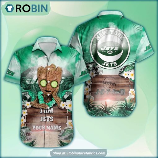 New York Jets x Baby Groot Summer Hawaiian Shirt