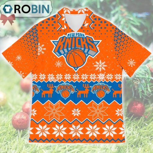 New York Knicks Ugly Christmas Design Short Sleeve Shirt