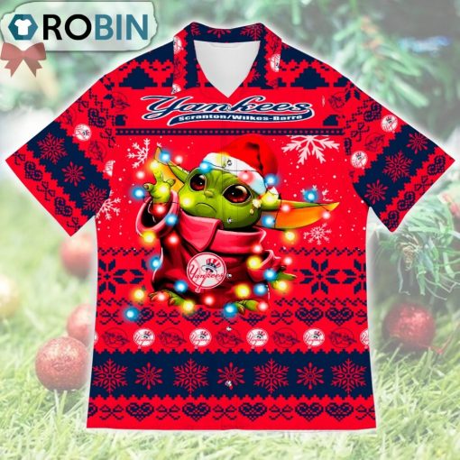 New York Yankees Baby Yoda Star Wars Ugly Christmas Design Short Sleeve Shirt