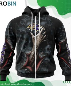 NFL Baltimore Ravens Horror Skull Art Design Hoodie NFL Baltimore Ravens Horror Skull Art Design Hoodie