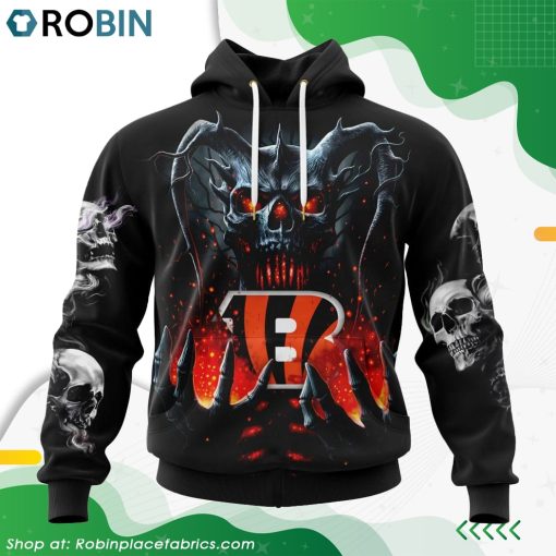 NFL Cincinnati Bengals Skull Art Design Hoodie