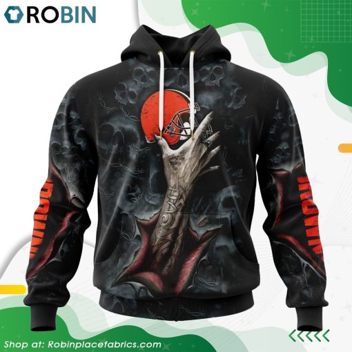 NFL Cleveland Browns Horror Skull Art Design Hoodie